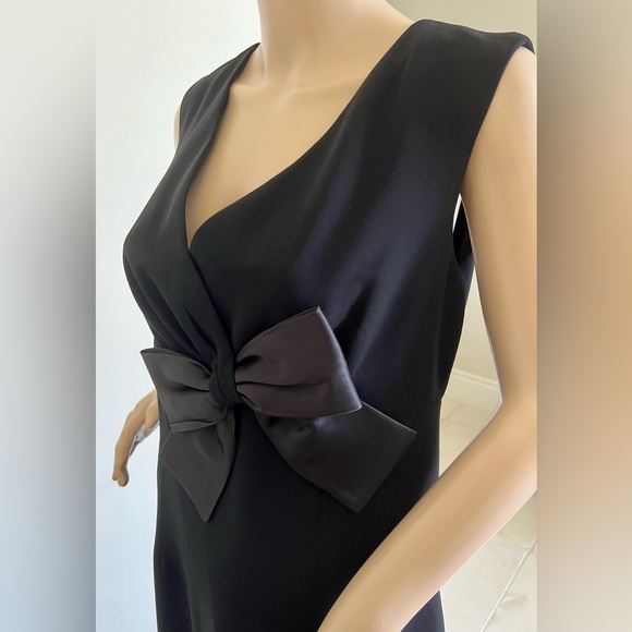 Maggy London Black Midi Dress with Satin Bow - Picture 3 of 9